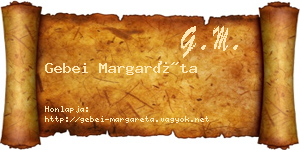 Gebei Margaréta névjegykártya